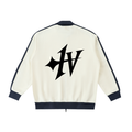 1V Black Contrast Trim Stand Collar Jacket
