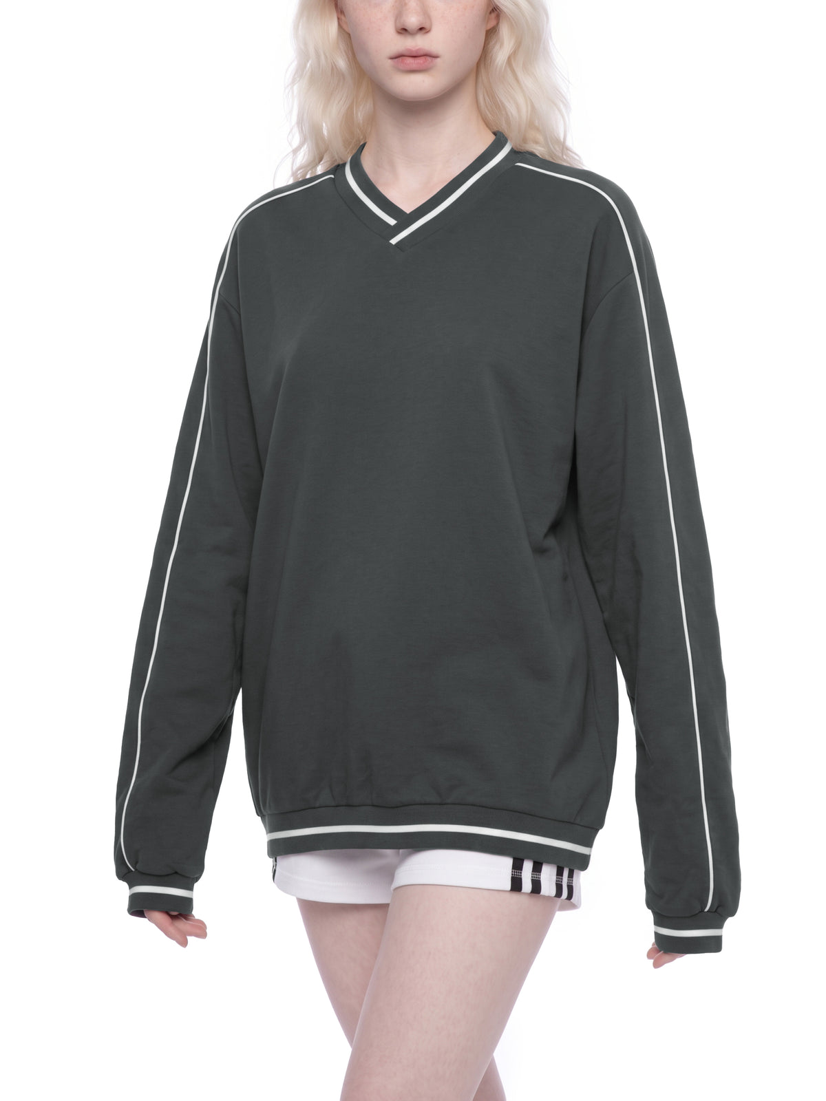 Blade Work Unisex Color Block V-Neck Sweatshirt